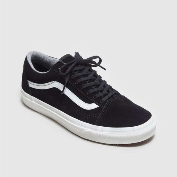 vans suede black and white